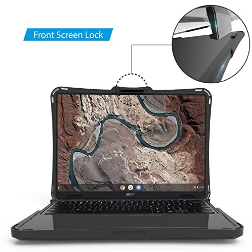 IBENZER Hexpact Heavy Duty case for 11.6\" Acer Chromebook 311 C722 Clamshell, Rugged Protective Cover with Screen Lock for K-12 Students, Education, Classrooms, Drop Tested, Black, AC11C722