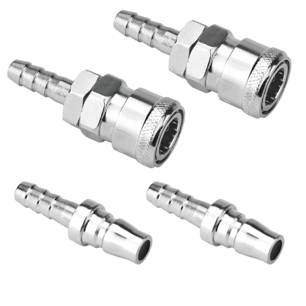 4 Piece Quick Release Gas Hose Copper Nozzle Quick Release Gas Connector Zinc Alloy Copper Nozzle for Motorhomes and Caravans BBQ/Patio Heater Hose Assemblies