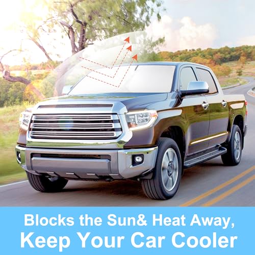 Image of Windshield Sun Shade Custom Fit for 2007-2023 2024 2025 2026 Toyota Tundra Accessories Foldable Sunshade Sun Blocker Protect Car from Sun Rays & Heat Damage Keep Car Cooler