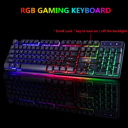 Rgb Gaming Keyboard And Colorful Mouse Combo,Usb Wired Led Backlight Gaming Mouse And Keyboard For Laptop Pc Computer Gaming And Work,Letter Glow,Mechanical Feeling #TOP1