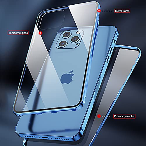Privacy Magnetic Case For Iphone 12/12 Pro, Scqricy Anti Peep Magnetic Adsorption Cover, Front & Back Tempered Glass 360 Full Screen Covered, Privacy Screen Protector Metal Frame Anti Spy Phone Case #TOP5