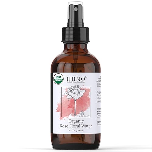 HBNO California Agua de Rosas Orgánica Embotellada para la Cara 4 fl oz (120ml) - Agua de Rosas Orgánica Certificada por USDA en Spray para Limpieza