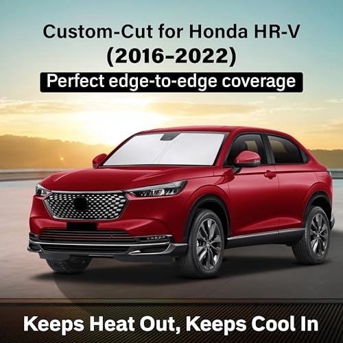 Image of EcoNour Windshield Sun Shade Compatible for Honda HR-V 2016-2022 | SUV Front Window Sunshade | Foldable Sun Visor Protector | UV & Heat Blocking | Reduces Interior Heat