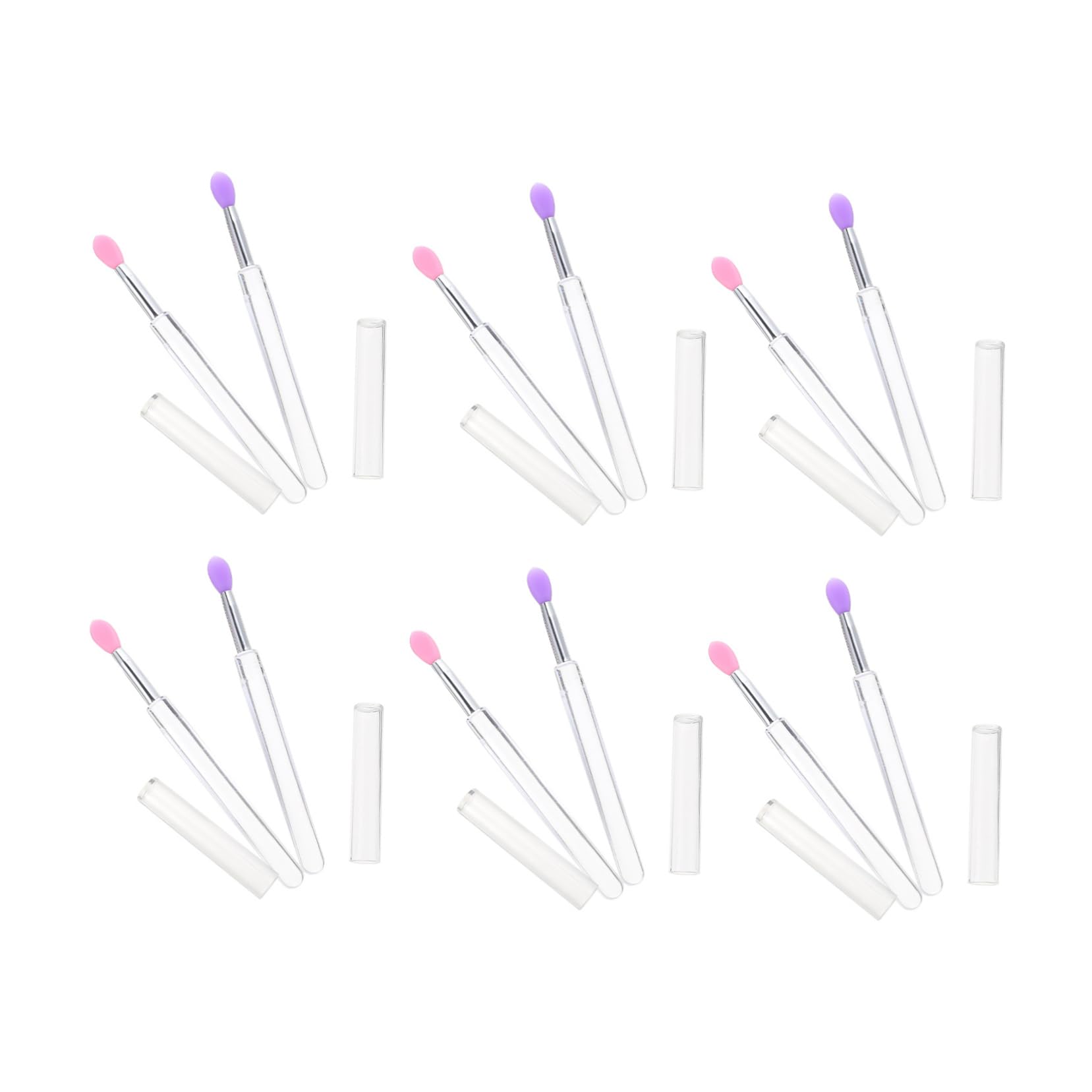 NULYLU 6pcs Silicone Lip Mask Brush Set Colorful Eyeshadow Applicators with Pink Purple Tips Comfortable Material for Makeup Use
