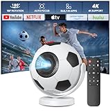 [Weltmeisterschaft Dedizierter Beamer] Mini Beamer,Smart Projektor mit WiFi 6 und Bluetooth 5.4,Android 14,180°Dreh,Auto Keystone.Tragbarer Projector Kompatibel mit HDMI/TV Stick/Laptop/Smartphone