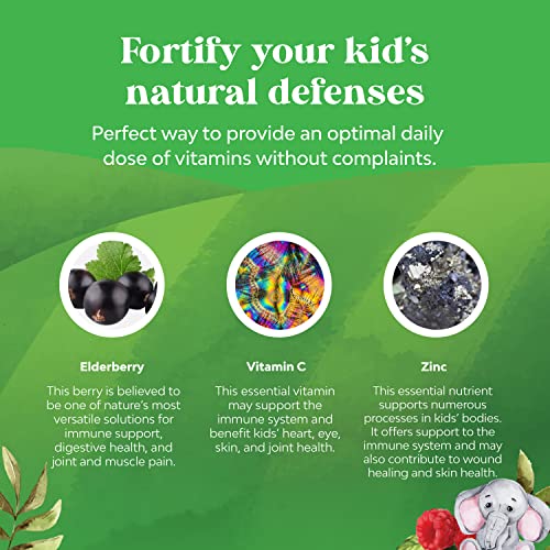 Bundle Of Gummy Vitamins For Kids Immune Support And Sambucus Elderberry Gummies Kids Vitamins - Provides Bone Health - Boost Immune System And Brain Activity - 90 Herbal Yummy Chewable Gummies #TOP6