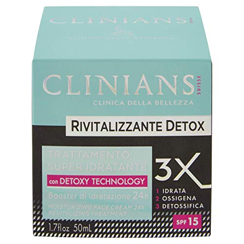 CLINIANS RIVITALIZZANTE DETOX tratamiento super-hidratante SPF 15, con Detoxy Technology, 50 mL Cover