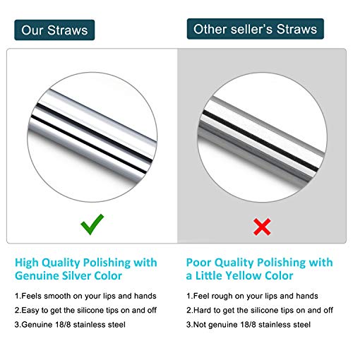 Strawexpert Set Of 16 Reusable Stainless Steel Straws With Travel Case Cleaning Brush Silicone Tips Eco Friendly Extra Long Metal Straws Drinking For 20 24 30 Oz Tumbler #TOP2