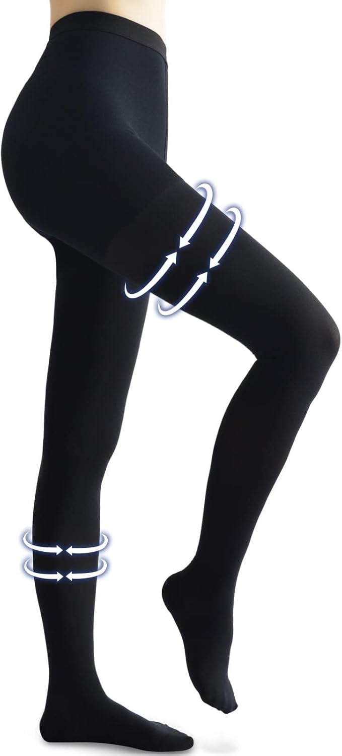 Beister Medical Compression Pantyhose for Women & Men, Opaque Closed Toe 20-30mmHg Graduated Support Tight