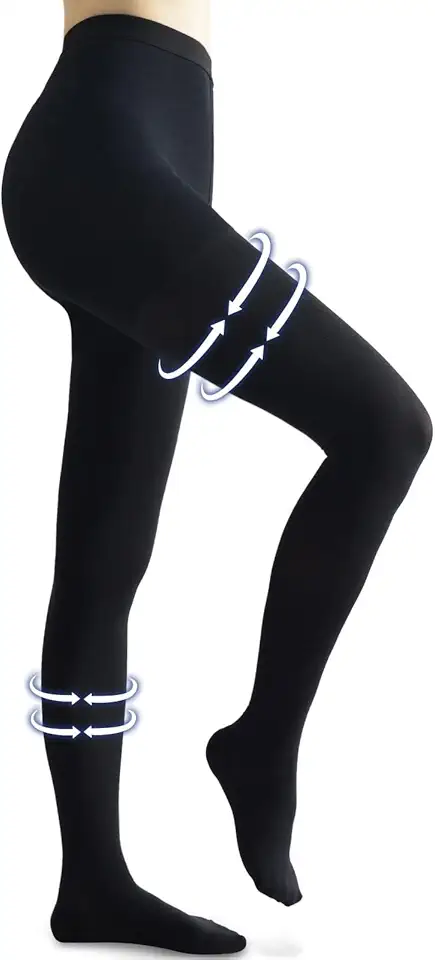 Meia-calça de compressão médica para mulheres e homens, bico fechado opaco 20-30 mmHg, suporte graduado, leggings de circulação de alta compressão para varizes, edema, voo, TVP, Preto, G