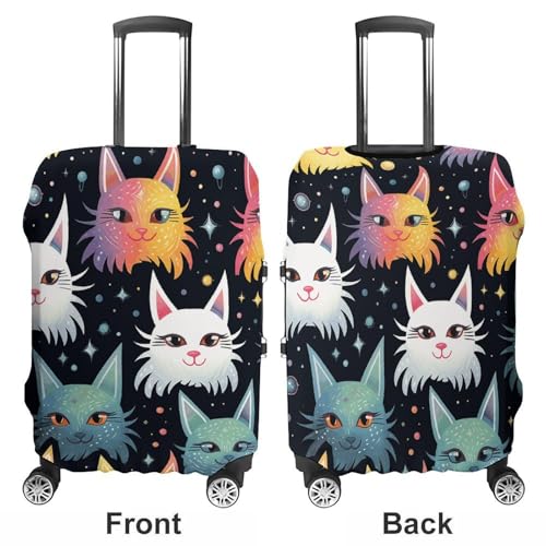 Star Ear Cat Elastic Luggage Cover Suitcase Protector for 19-32 Inch Suitcases | Universal Stretchable Travel Bag Cover | Anti-Scratch, Washable with Zipper Closure XL3