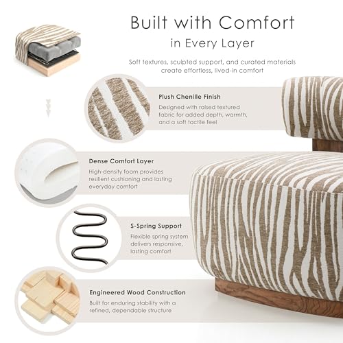 Sillón Plegable Chenille Beige miniatura 5