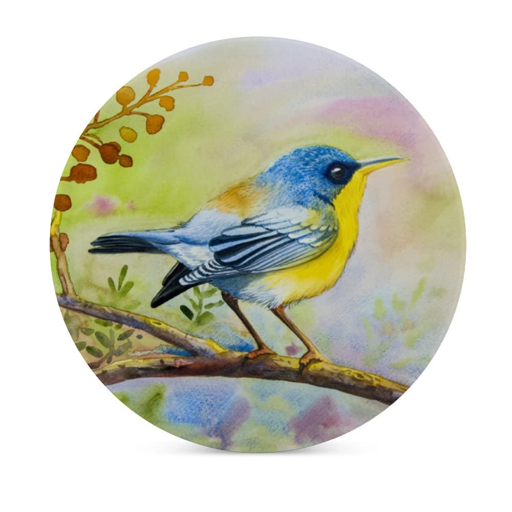 Dessous de verre céramique oiseau 2 pcs avec base en liège absorbant pour la maison