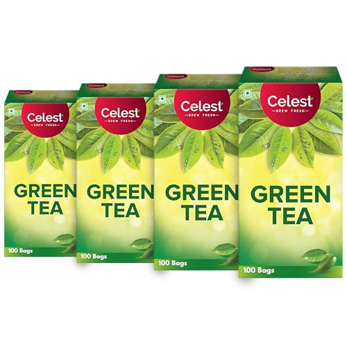 Image of Celest Green Tea Bags - 400 Count (4x100 Bags) | Natural & Refreshing | Antioxidant Rich Blend