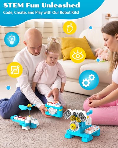 WhalesBot A1 & E7 Pro Coding Robot, Multiple Sensors Coding Block Building Set, Multiple in 1 Story Based Tutorial, STEM Toys for Kids 3-4/8-12 Years, Gift Choice for Children