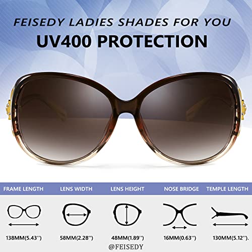 FEISEDY Women Oversized Polarized Sunglasses Ladies Large Shades Classic Fox Sunglasses B27304