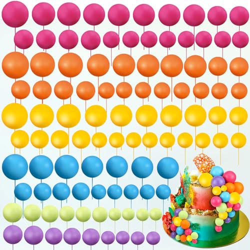 Tondiamo 108 Pcs Ball Cake Toppers, 5 Sizes for Cake Decorating, 29, A
