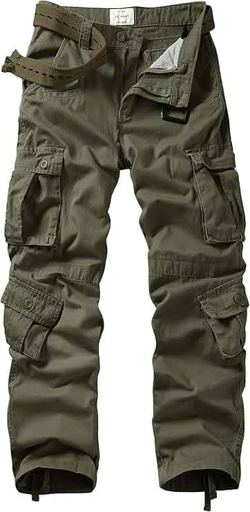 Men's Cargo Pants, Relaxed Fit Multi Pocket Work Pants Ripstop Cotton Casual Outdoor Camo Pants with 9 Cargo Pockets for Work, Outdoor Activities and Casual Wear