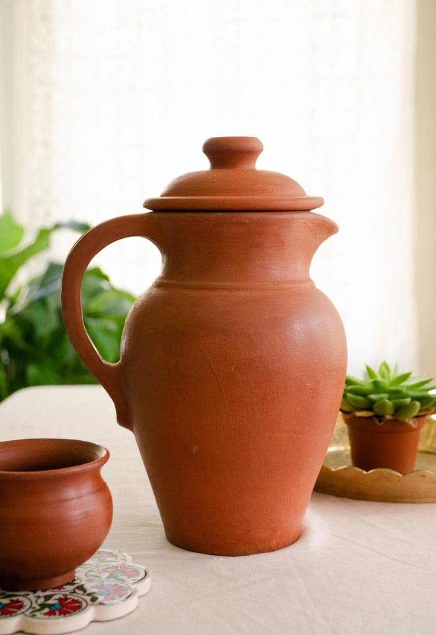 Village Decor Clay Water jug Terracotta Water Jug/Pitcher - 1.5 LTR