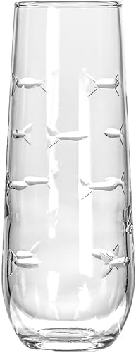 Miniatura 2 de Rolf Glass School of Fish - Copas de flauta de champán sin tallo de 8.5 onzas, copas de flauta para tostar, vidrio sin plomo, copas de flauta