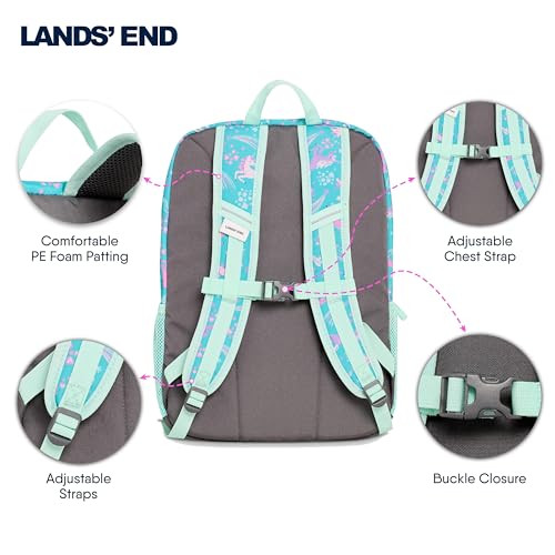 Lands' End Unisex Kid's Elementary Boys and Girls Medium Classmate Lightweight Durable School Backpack, Ceramic Blue4