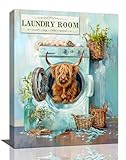 Laundry Room Wall Art Rustic Highland Cow Laundry Pictures Funny Laundry Room Sign Wall Decor Canvas Print Painting Modern Artwork for Bathroom Laundromat Living Room 12'x16'