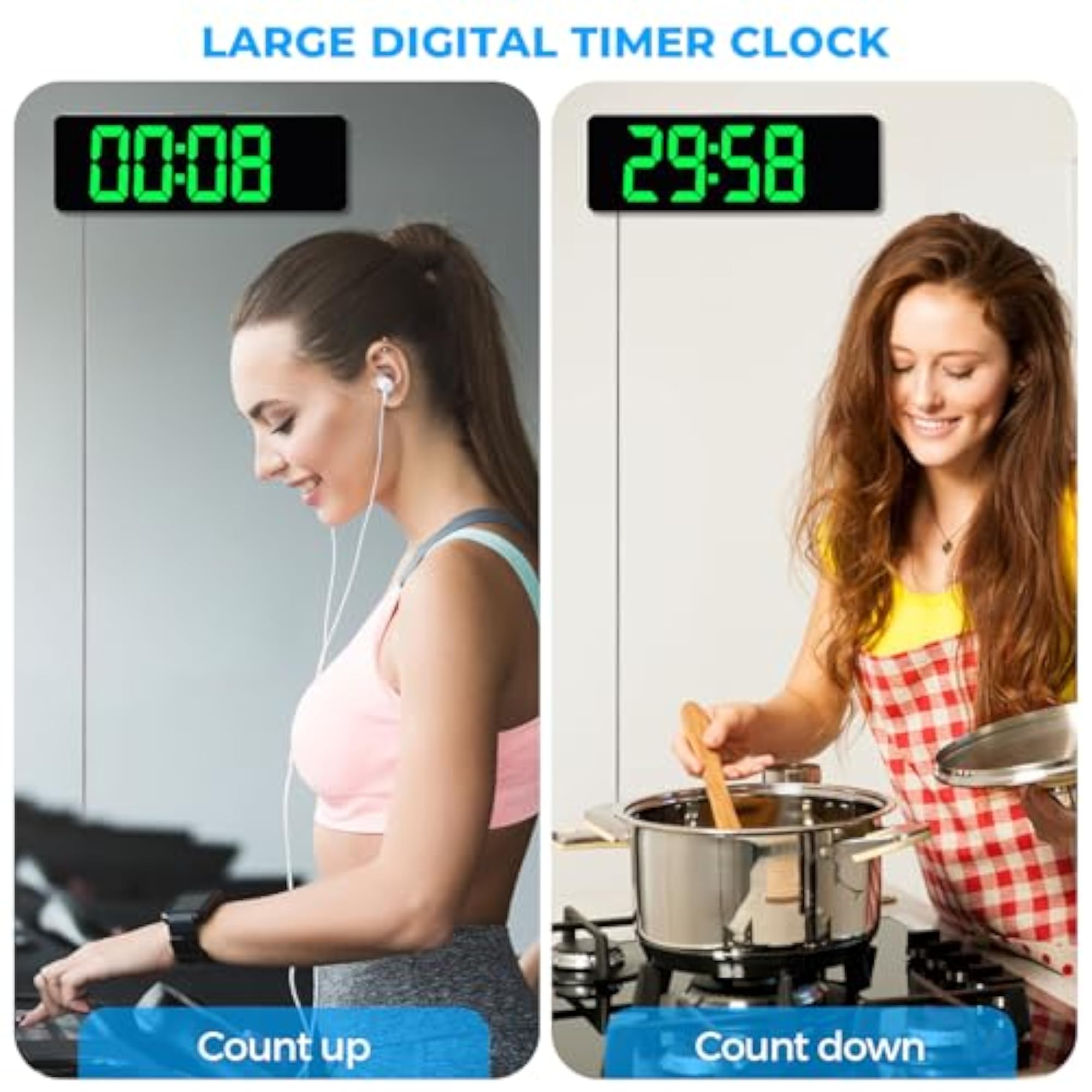 Digital Wall Clock, Large Display