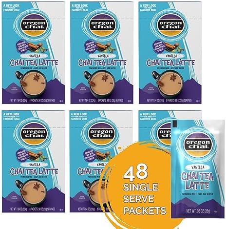 Oregon Chai Vanilla Dry Chai Latte Mix, 8 Count (Pack of 6)