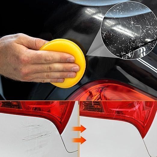 Image of Car Scratch Repair Paste A- Premium Scratch Remover Kit with Wipe & Sponge | Polishing Wax for Vehicle Surface Restoration & Deep Scratch Removal (Pack Of - 1, 60 ML), Clear
