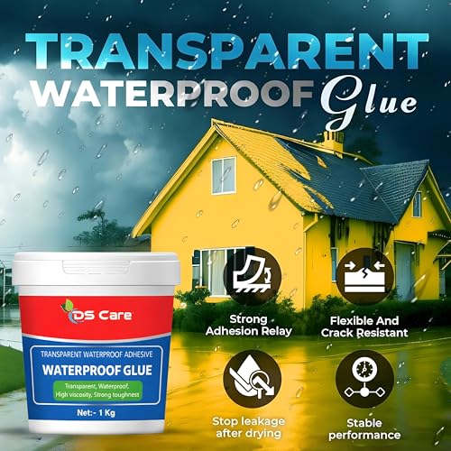 Image of DS CARE Transparent Waterproof Glue for Roof Leakage Crack Seal Glue with Brush Crack Seal Agent Roof Water Leakage Solution Transparent Glue Waterproofing (1 kg) by UNIDSC (4)