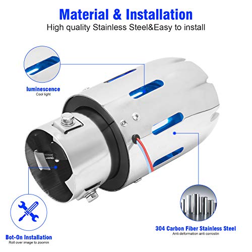 2.5 Exhaust Tips Stainless Steel Muffler Car Exhaust Tail Pipe Modification Luminous Tube With Blue Flame Led Light … #TOP5