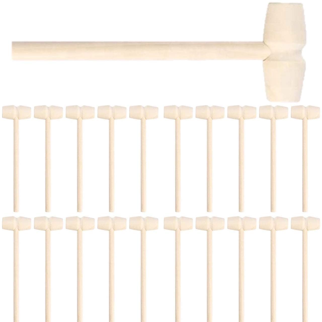 KASTWAVE 20 Pieces Wooden Crab Mallet for Cracking Seafood, Crab, Lobster - Wooden Mallet Mini Hammer Toy for Kids - Mini Wooden Hammer for Chocolate