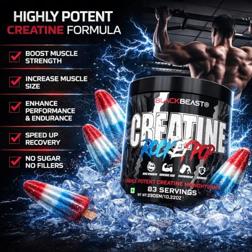 Image of Black Beast Creatine | 3000mg Ultra Micronized Creatine Monohydrate, Unrivaled Muscles Mass & Strength (33 Servings, Rocket Pop)