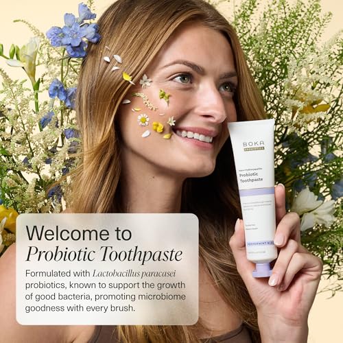 Image of Boka Probiotic Toothpaste - Fluoride Free, Nano Hydroxyapatite Toothpaste - Made with Probiotics - Peppermint Blossom, 4 Fl Oz, 1Pk