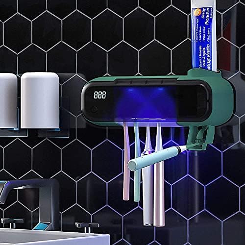 Désinfectant pour Brosse À Dents, Porte-Brosse À Dents Mural, Porte-Brosse À Dents De Salle De Bain sans Perforation, Porte-Brosse À Dents Électrique Intelligent À Séchage À L'air, Chargement USB,