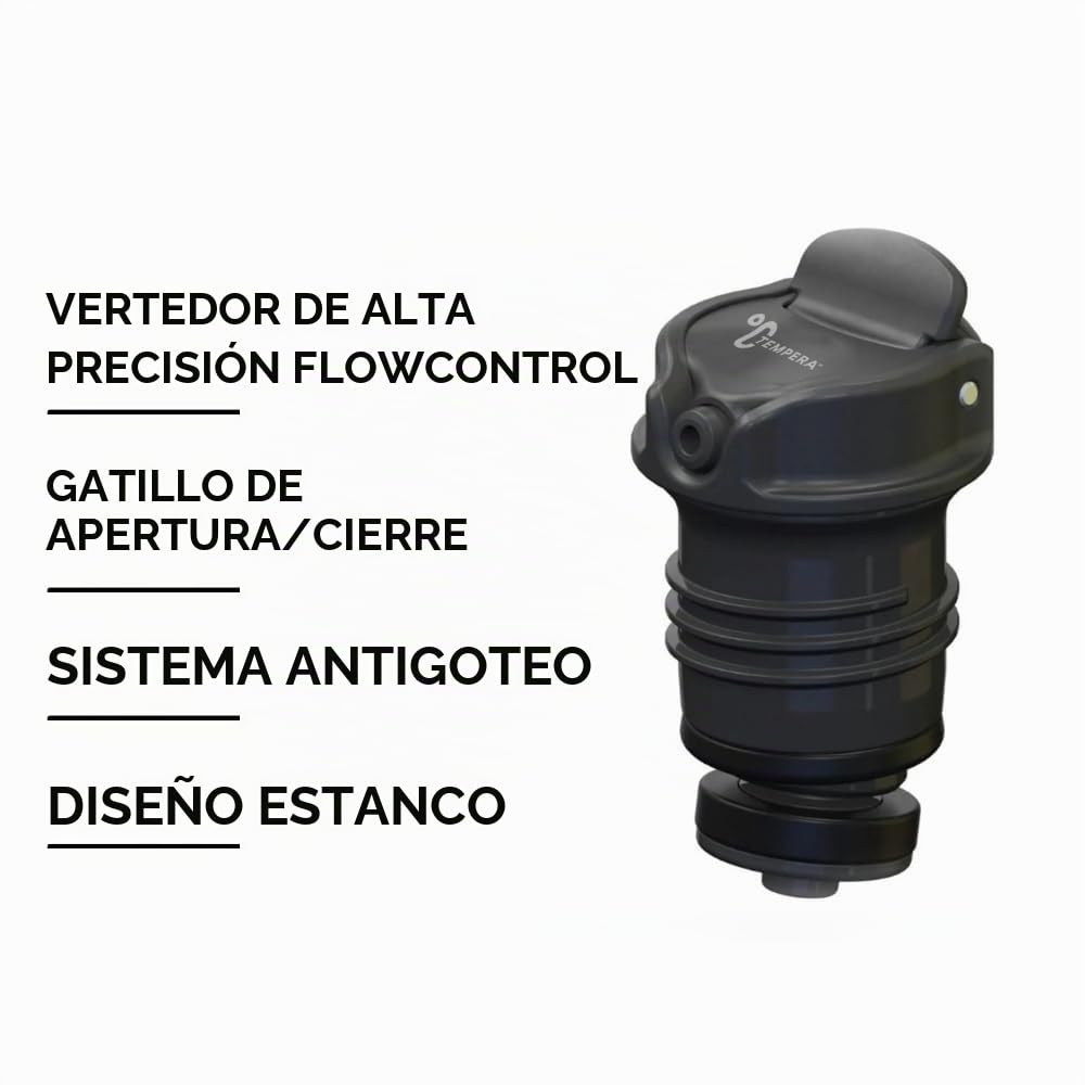 TEMPERA Termo para mate - 1L | Doble pared de acero inoxidable, sin BPA | Calabaza/Taza integrada de 240 ml | Mantiene el calor 24h, el frío 30h | Vertedor de precisión con gatillo | Mate - Té - Café