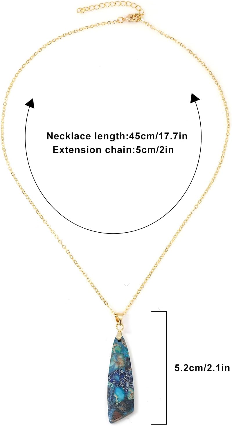 Nature Stone Necklaces for Women Boho Pendant Necklace 18K Gold Chain Necklaces - Image 6