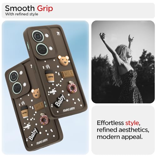 Image of Pikkme Back Cover for OnePlus Nord 3 5G | Cute Fun Cartoon 3D Bear Silicone Full Body Protection Bumper Case (Brown)