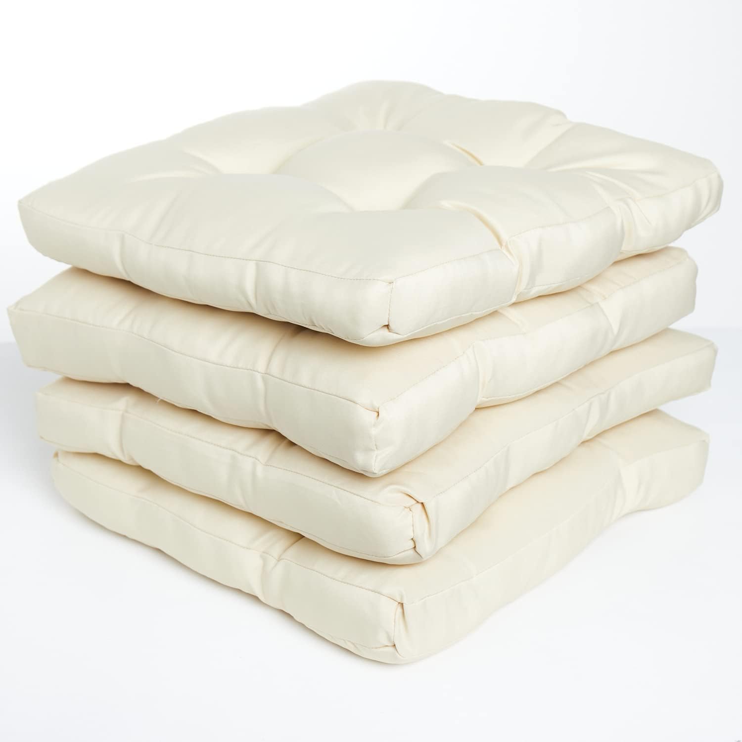 ROHI Pack of 4 Luxury Chair Pads with Ties Garden Seat Pads for Dining Chairs 5cm Thickness