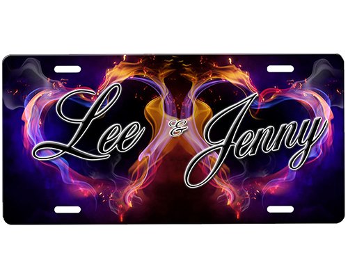 onestopairbrushshop Flaming Hearts License Plate onestopairbrushshop Flaming Hearts License Plate