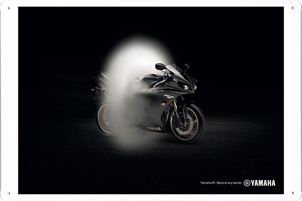 Abstract Sign Yamaha R1: Bang 7.8"x11.8" Tin Poster Metal Plate Wall Decor