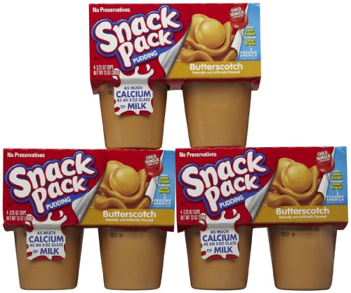 Hunt's Snack Pack Butterscotch Pudding, 4 ct, 3 pk