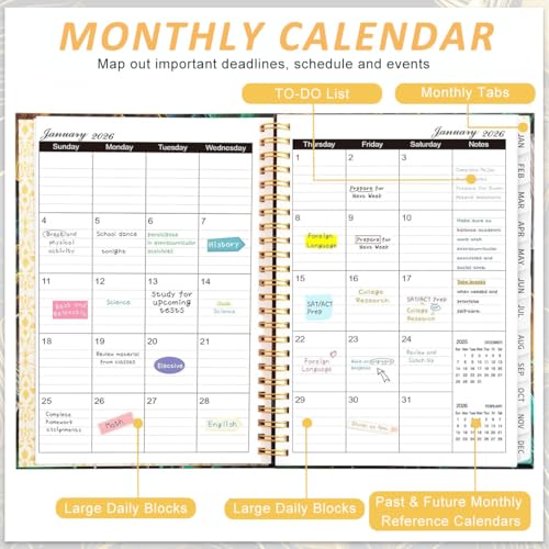 Image of Monthly Planner 2026, 8.5 x 6.5 Inch Spiral Organizer With Tabs