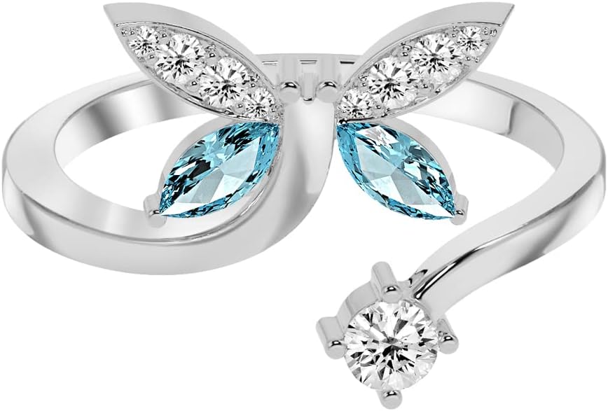 925 Sterling Silver Butterfly Pendant Earring Chain Bracelet Ring Jewellery Set | Rhodium Plated, Swiss Zirconia | Gift for Women & Girls