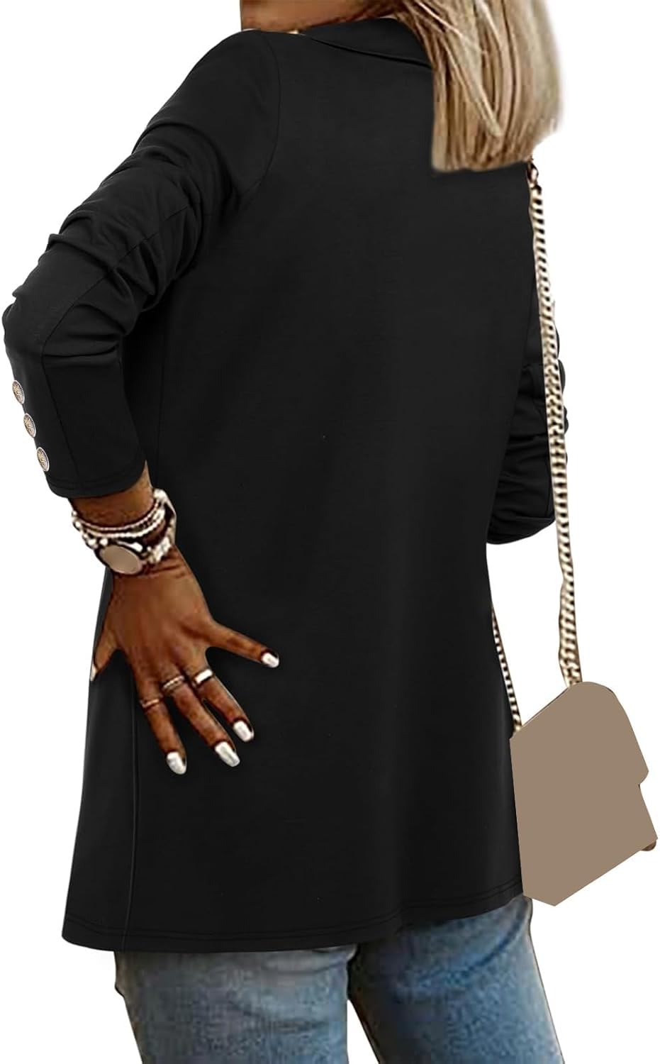 Suncadmious Giacca Blazer da Donna a Maniche Lunghe in Tinta Unita Cardigan Blazer con Bavero Carriera Business Lavoro Ufficio Giacca a Maniche Lunghe Giacca Blazer