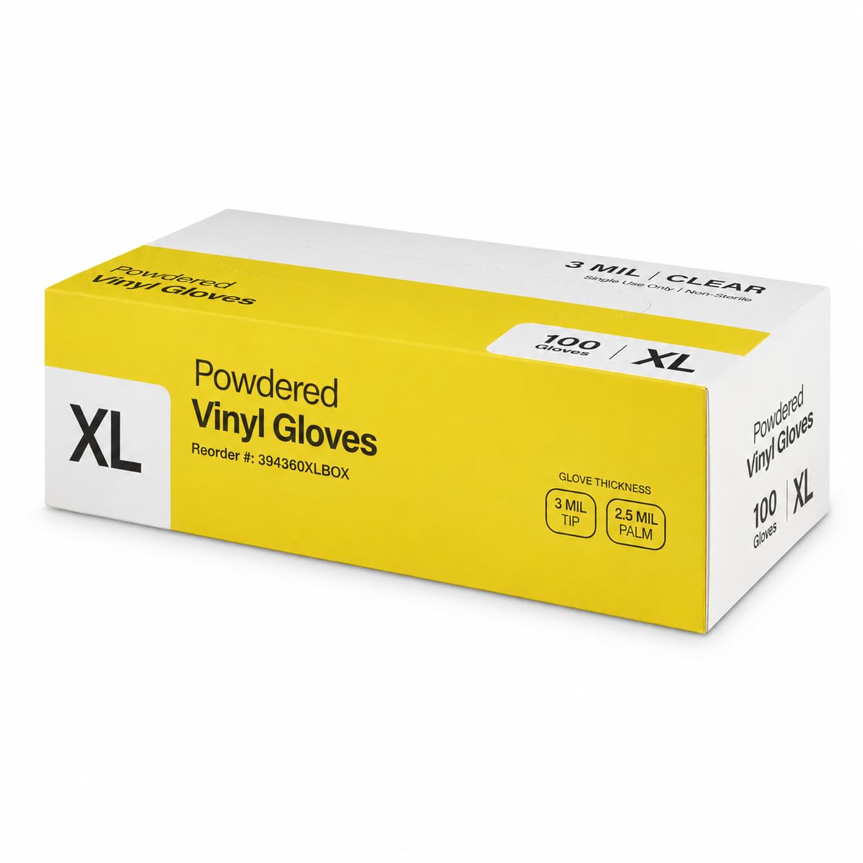 Extra-Large Powdered Disposable Vinyl Gloves by Glownary – Large, Vinyl, Blue, Pack of 1000, Model 394360xlbox