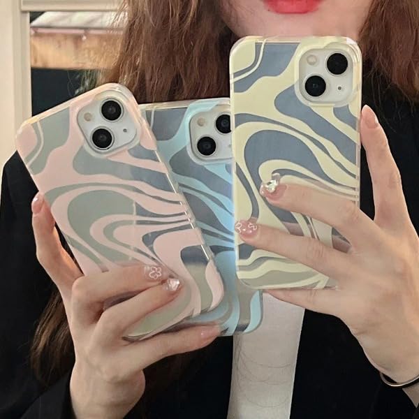 Image of PEEPERLY Back Cover Case for iPhone 13 Pro Max Soft TPU, Shockproof Protective Artistic Colored Striped Back Case(Blue)