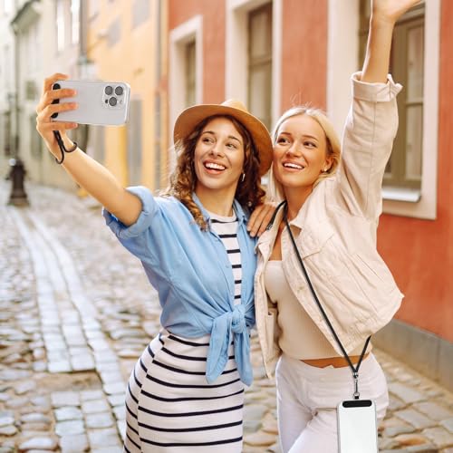 Image of takyu Phone Lanyard, 2 Pack Adjustable Cell Phone Lanyard Crossbody Neck Strap & 2 Pack Phone Wrist Strap with 2 Pcs Tether Tabs Compatible for iPhone Android Smartphones-Black Grey