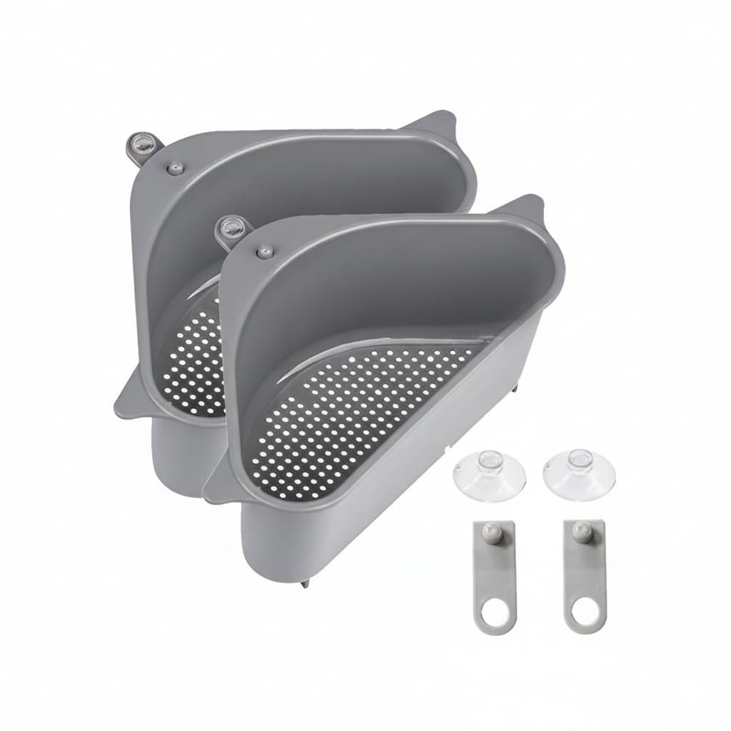 Kitchen Sink Drain Basket | Corner Sink Strainer with Hanging Filter | Triangle Sink Strainer Basket for Kitchen & Bathroom Waste Drain (Pack of 2)-image-2