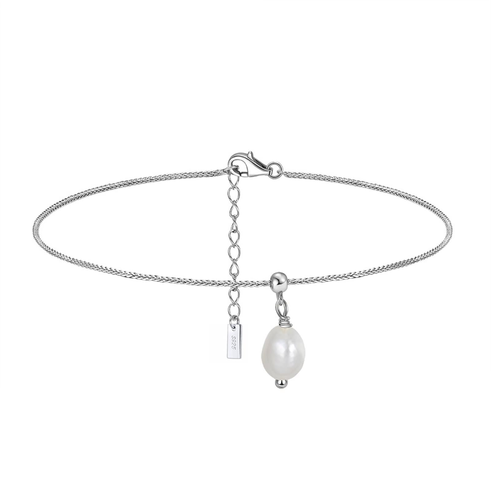 Tobillera Boho Mujer, Pulsera la Amistad, Tobillera Cadena Trigo Perlas, Tobillera Mujer, Plata Ley Vacaciones